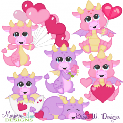 Valentine Dragons SVG Cutting Files + Clipart