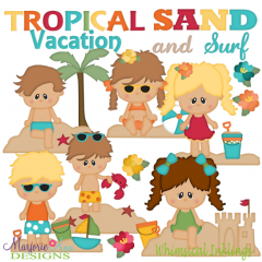 Tropical Vacation SVG Cutting Files Includes Clipart