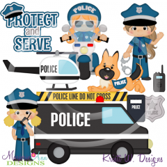 Police Officers-Girls SVG Cutting Files Includes Clipart