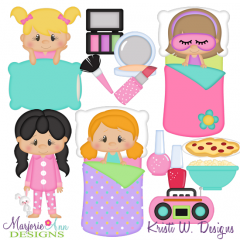 Sleepover Girls SVG Cutting Files Includes Clipart