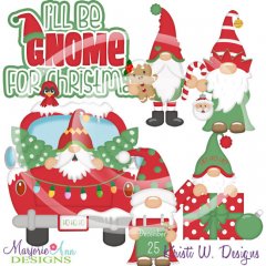 I'll Be Gnome For Christmas SVG Cutting Files + Clipart