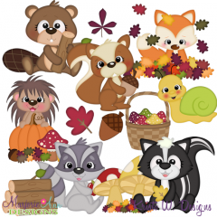 Autumn Animals SVG Cutting Files Includes Clipart