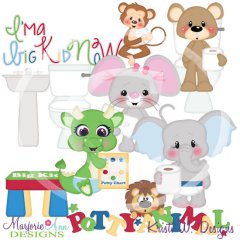 Potty Animals SVG Cutting Files Includes Clipart