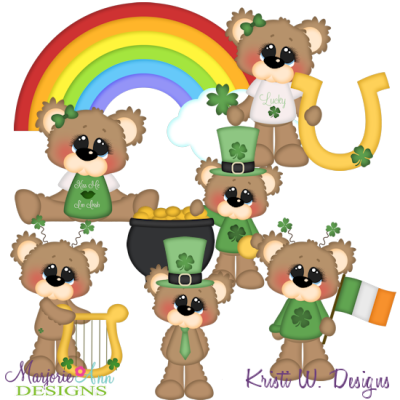 Bubbles The Lucky Bear SVG Cutting Files Includes Clipart