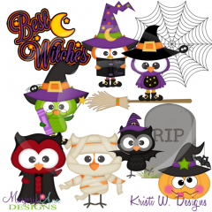 Halloween Hoots SVG Cutting Files Includes Clipart
