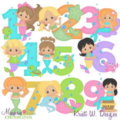 Mermaid Numbers EXCLUSIVE SVG Cutting Files Includes Clipart