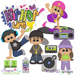 Hip Hop Kids SVG Cutting Files + Clipart