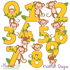 Monkey Numbers SVG Cutting Files Includes Clipart