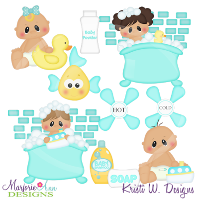Squeaky Clean Babies SVG Cutting Files Includes Clipart