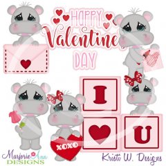 Sweet Valentine Hippos SVG Cutting Files Includes Clipart