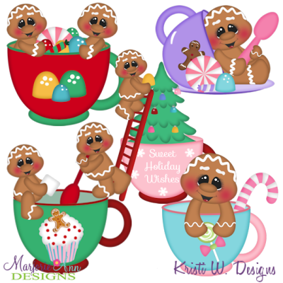 Christmas Tea Gingers SVG Cutting Files Includes Clipart