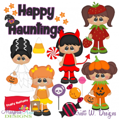 Trick Or Treat Girls SVG Cutting Files + Clipart