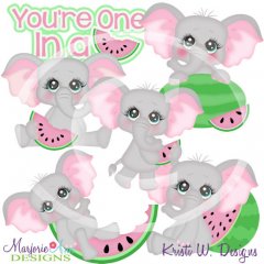 You're One In A Melon-Elephants SVG Cutting Files + Clipart