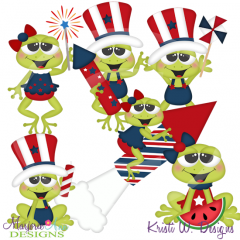 Froggy 4th SVG Cutting Files Includes Clipart