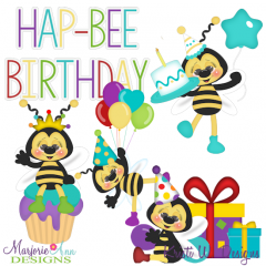 Hap-bee Birthday SVG Cutting Files + Clipart