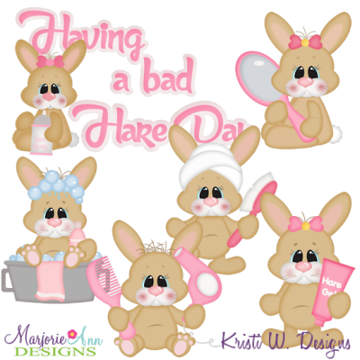 Bad Hare Day SVG Cutting Files Includes Clipart