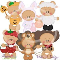 Marshmallow Bear Halloween Costumes SVG Cutting Files+Clipart
