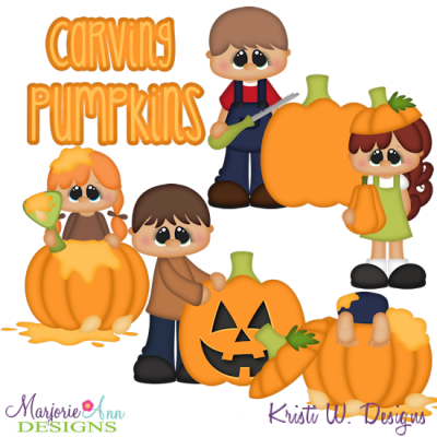Carving Pumpkins SVG Cutting Files Includes Clipart