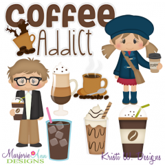 Coffee Addict SVG Cutting Files + Clipart