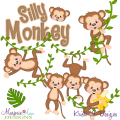 Silly Monkey SVG Cutting Files Includes Clipart