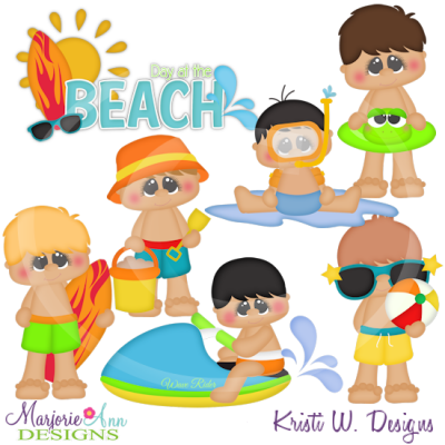 Beach Fun Boys Cutting Files-Includes Clipart