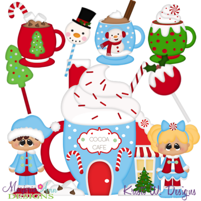 Christmas Village Cocoa Shop SVG Cutting Files Includes Clipart