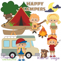 Happy Campers SVG Cutting Files Includes Clipart