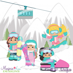 Winter Vacation Girls SVG Cutting Files Includes Clipart
