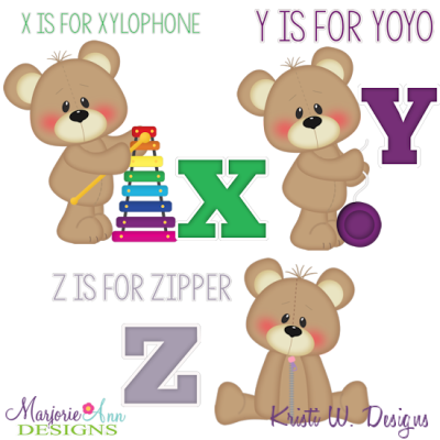Patches The Bear Alphabet X-Z SVG Cutting Files + Clipart