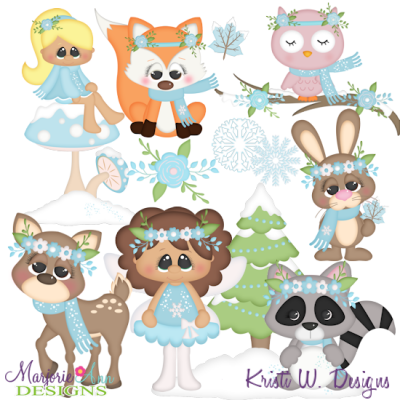 Woodland Winter SVG Cutting Files + Clipart