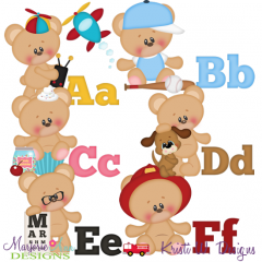 Alphabet Bears A-F SVG Cutting Files Includes Clipart