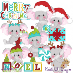 Christmas Elephants SVG Cutting Files Includes Clipart