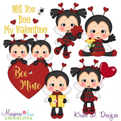 Bee Mine Valentine SVG Cutting Files + Clipart