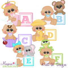 Alphabet Baby~A-F SVG Cutting Files Includes Clipart