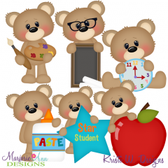 Back To School Bear SVG Cutting Files + Clipart
