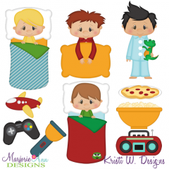 Sleepover Boys SVG Cutting Files Includes Clipart