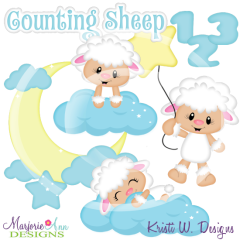 Counting Sheep SVG Cutting Files Includes Clipart