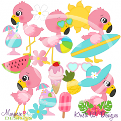Flamingo Summer SVG Cutting Files/Paper Piecing +Clipart