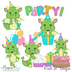 Baby Dragon Birthday SVG Cutting Files Includes Clipart