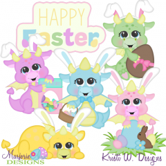 Easter Dragons SVG Cutting Files Includes Clipart