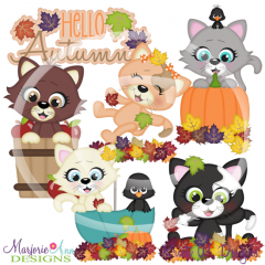 Fall Cats SVG Cutting Files Includes Clipart
