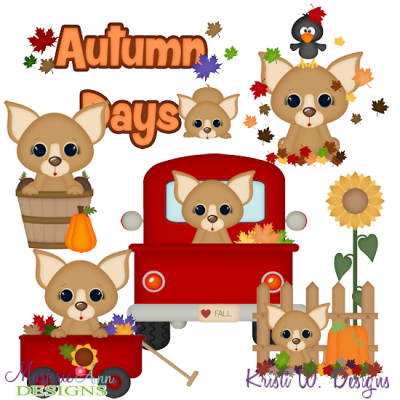 Autumn Days Dogs SVG Cutting Files Includes Clipart