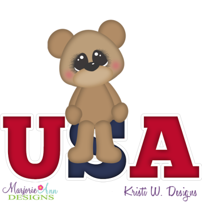 USA Bear SVG Cutting Files + Clipart