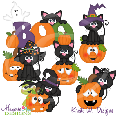 Scaredy Cats SVG Cutting Files Includes Clipart