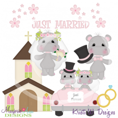 Wedding Hippos SVG Cutting Files/Paper Piecing +Clipart