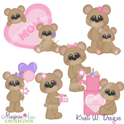 I Love You Mom Bears Cutting Files-Includes Clipart