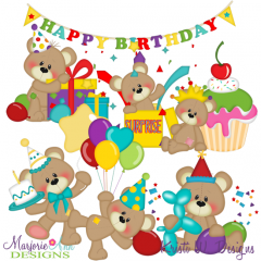Patches The Bear Birthday SVG Cutting Files + Clipart