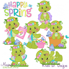 Happy Spring Turtles SVG Cutting Files Includes Clipart