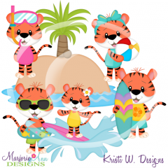 Beach Tigers SVG Cutting Files Includes Clipart