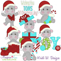 Christmas Hippos SVG Cutting Files + Clipart